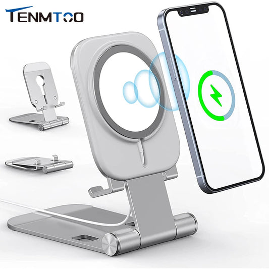 Tenmtoo Stand for MagSafe Charger Aluminum Desk Charging Stand Holder for iPhone 15 14 13 12 Series MagSafe Charger Not Included